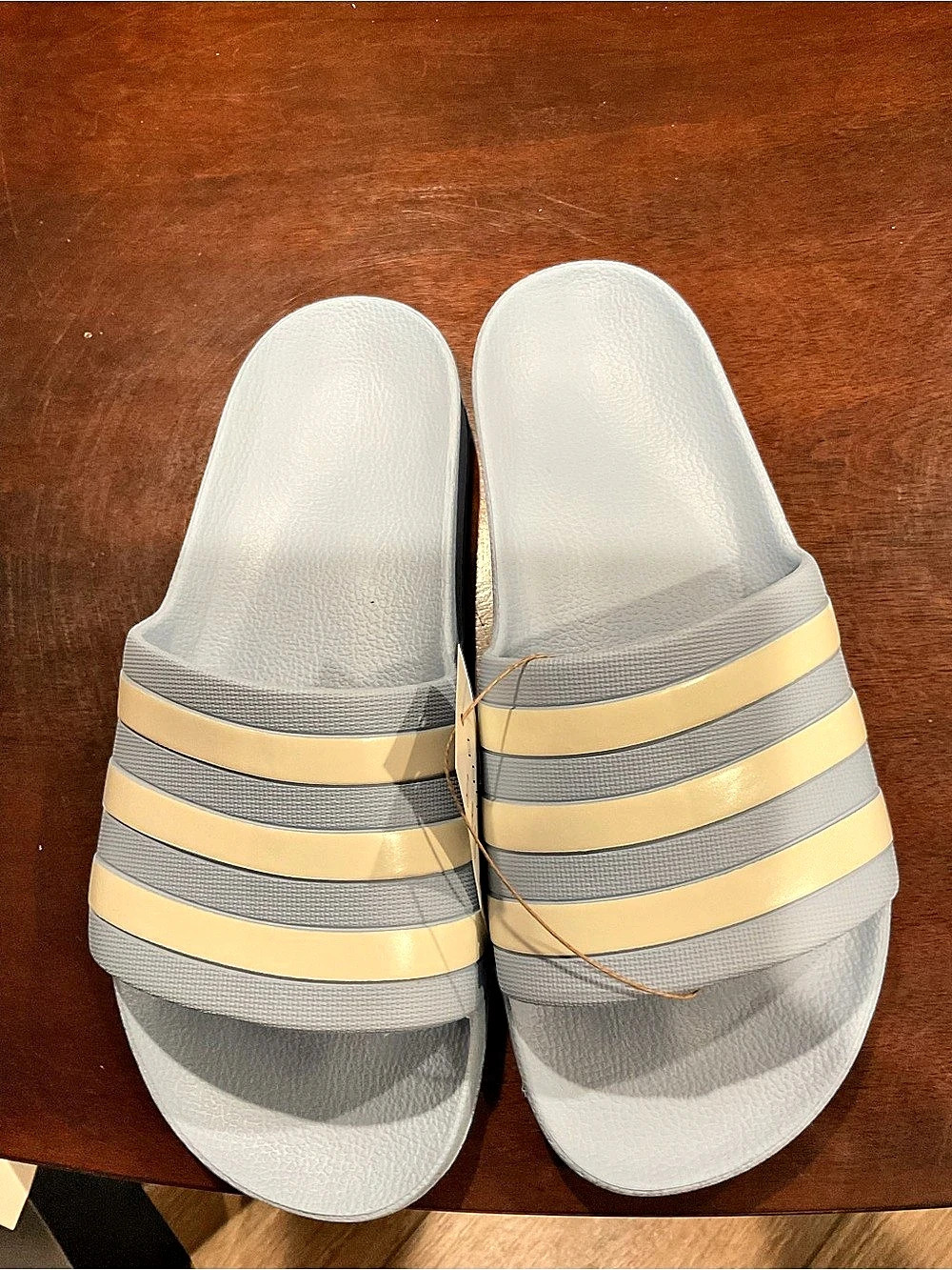 Adidas Adilette Aqua Slides Gray & Yellow US 10 NWT